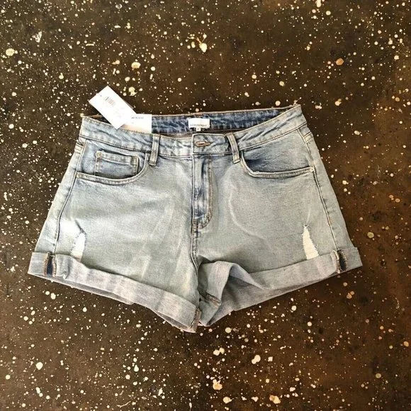 WeWoreWhat Revolve Low Rise Rolled Shorty Shorts Light Vintage Blue size 26
